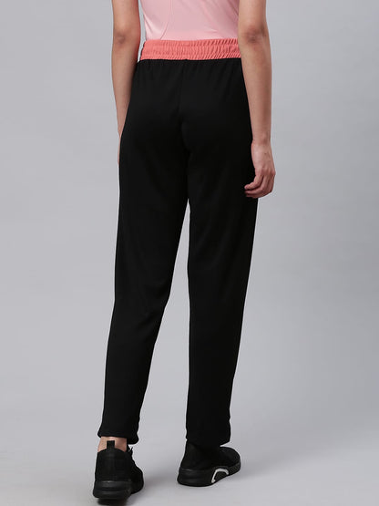 Alcis Women Black Slim Fit Solid Training or Gym Track Pants