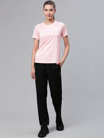 Alcis Women Black Slim Fit Solid Training or Gym Track Pants