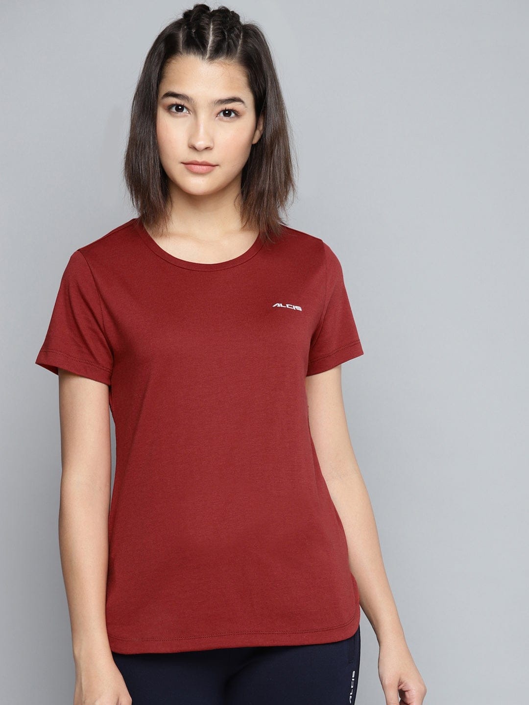 Alcis Women Solid Maroon Tee