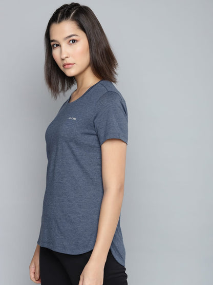 Alcis Women Solid Navy Blue Tee