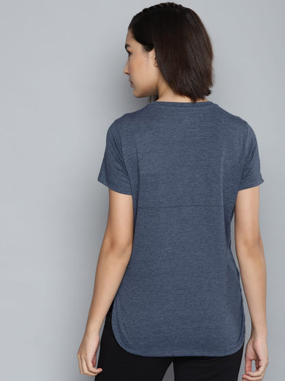 Alcis Women Solid Navy Blue Tee