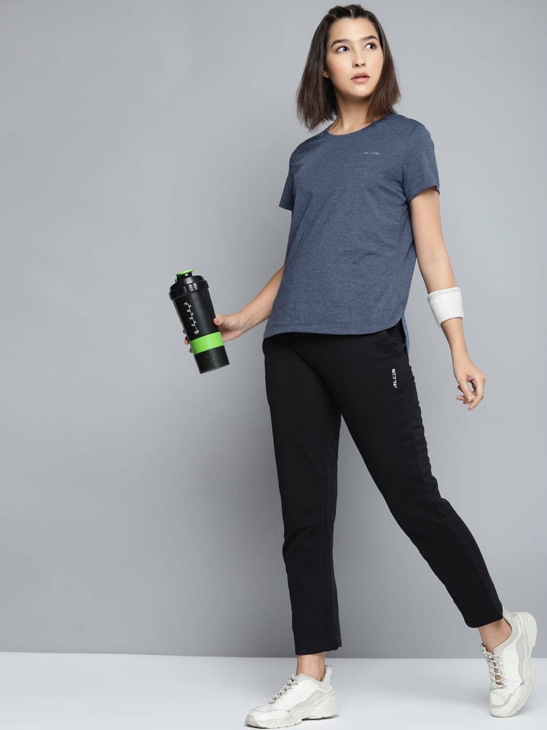 Alcis Women Solid Navy Blue Tee