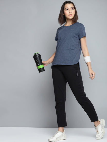 Alcis Women Solid Navy Blue Tee