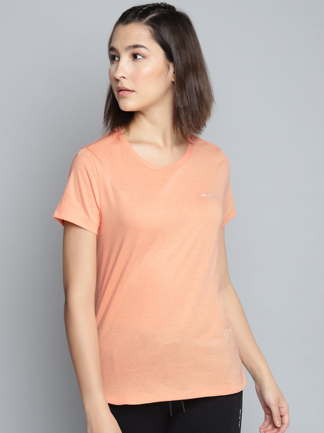 Alcis Women Solid Peach Tee