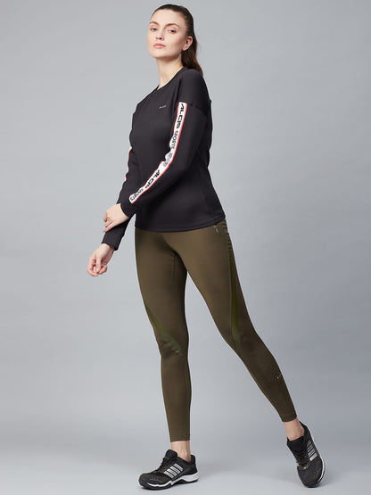 Alcis Women Black Solid Sweatshirt