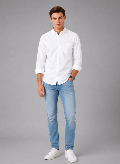 ADRO Premium Oxford Cotton Casual Shirt – White