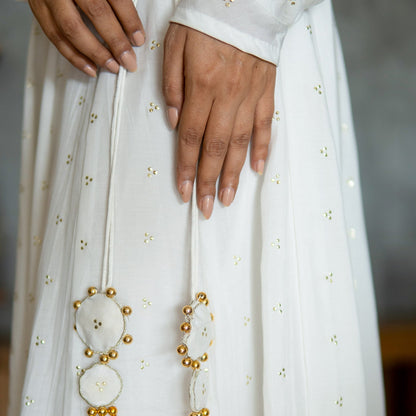 White Mughal Aangrakha Kurta Set