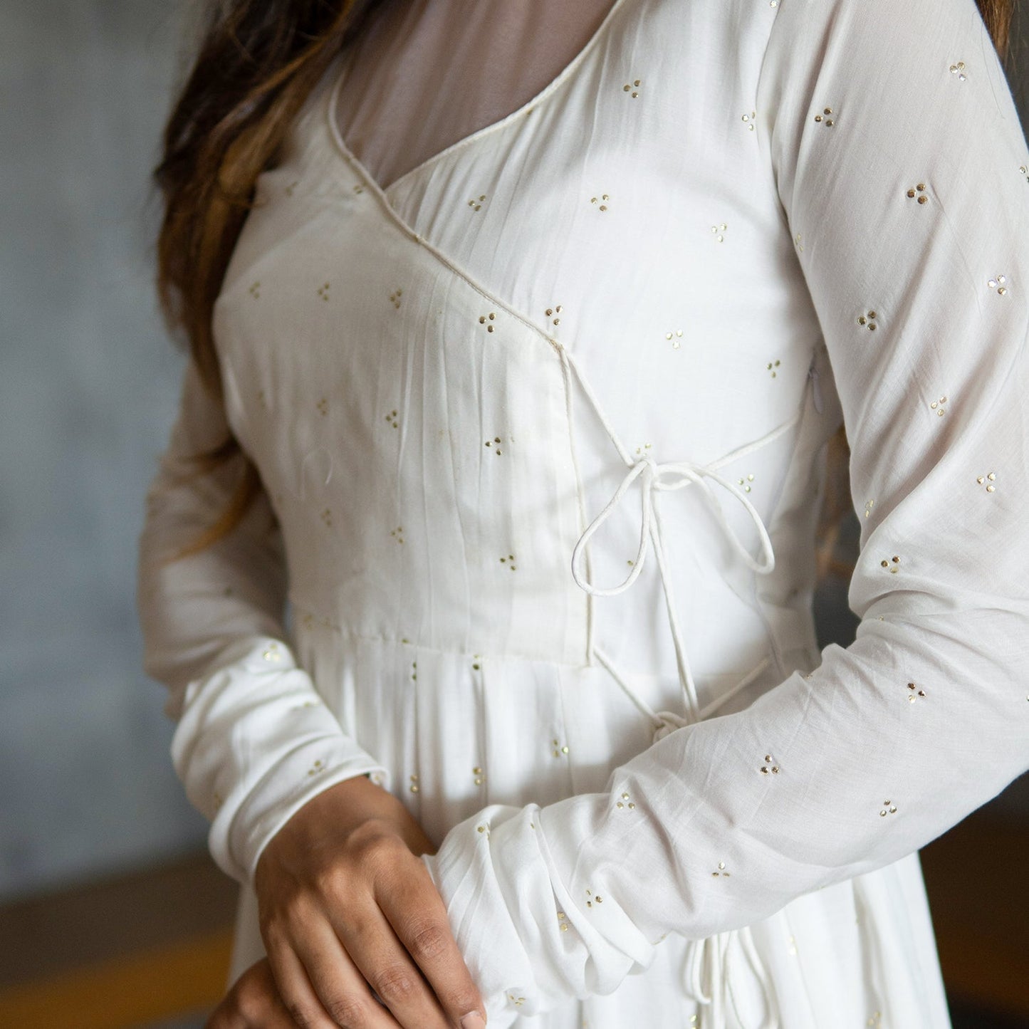 White Mughal Aangrakha Kurta Set