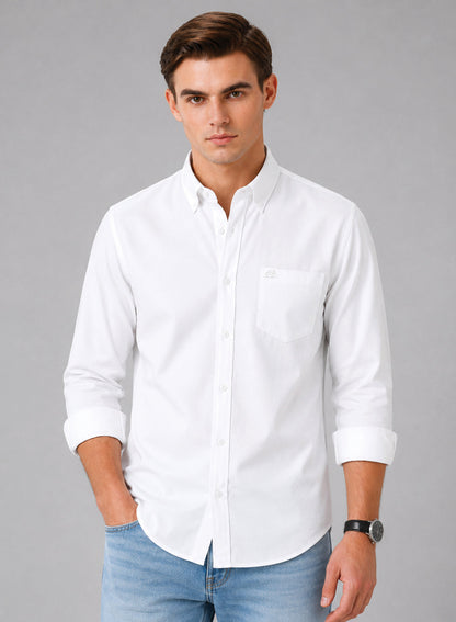 ADRO Premium Oxford Cotton Casual Shirt – White WHITE