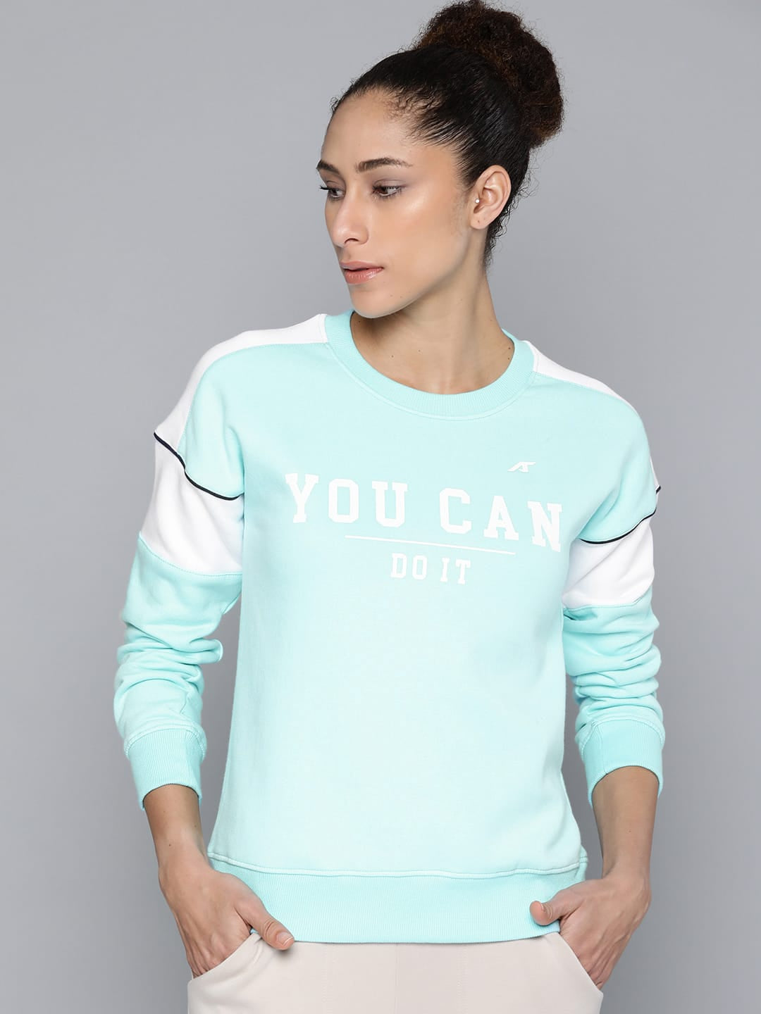 Alcis Women Printed Grey Melange Sweatshirts