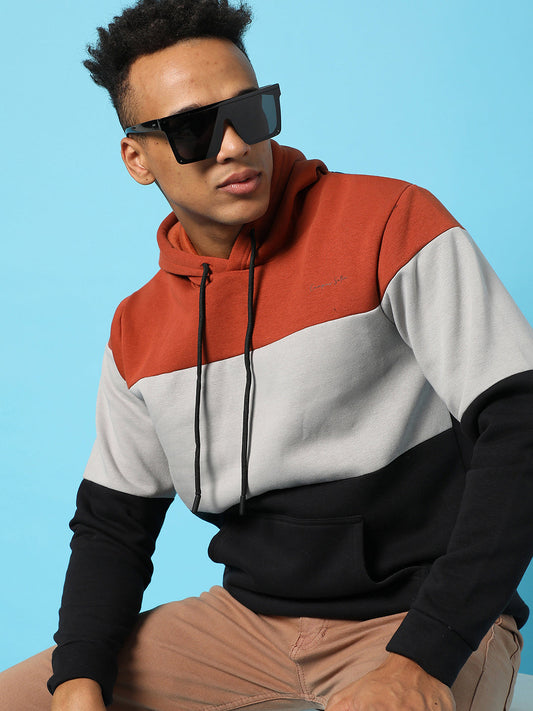 Colourblocked Hoodie With Kangaroo Pocket