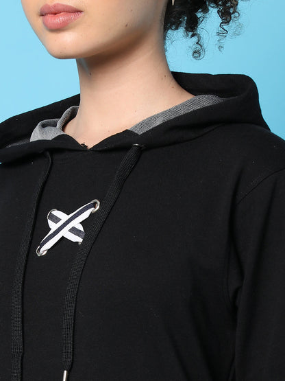 Solid Casual Hooded Sweatshirts