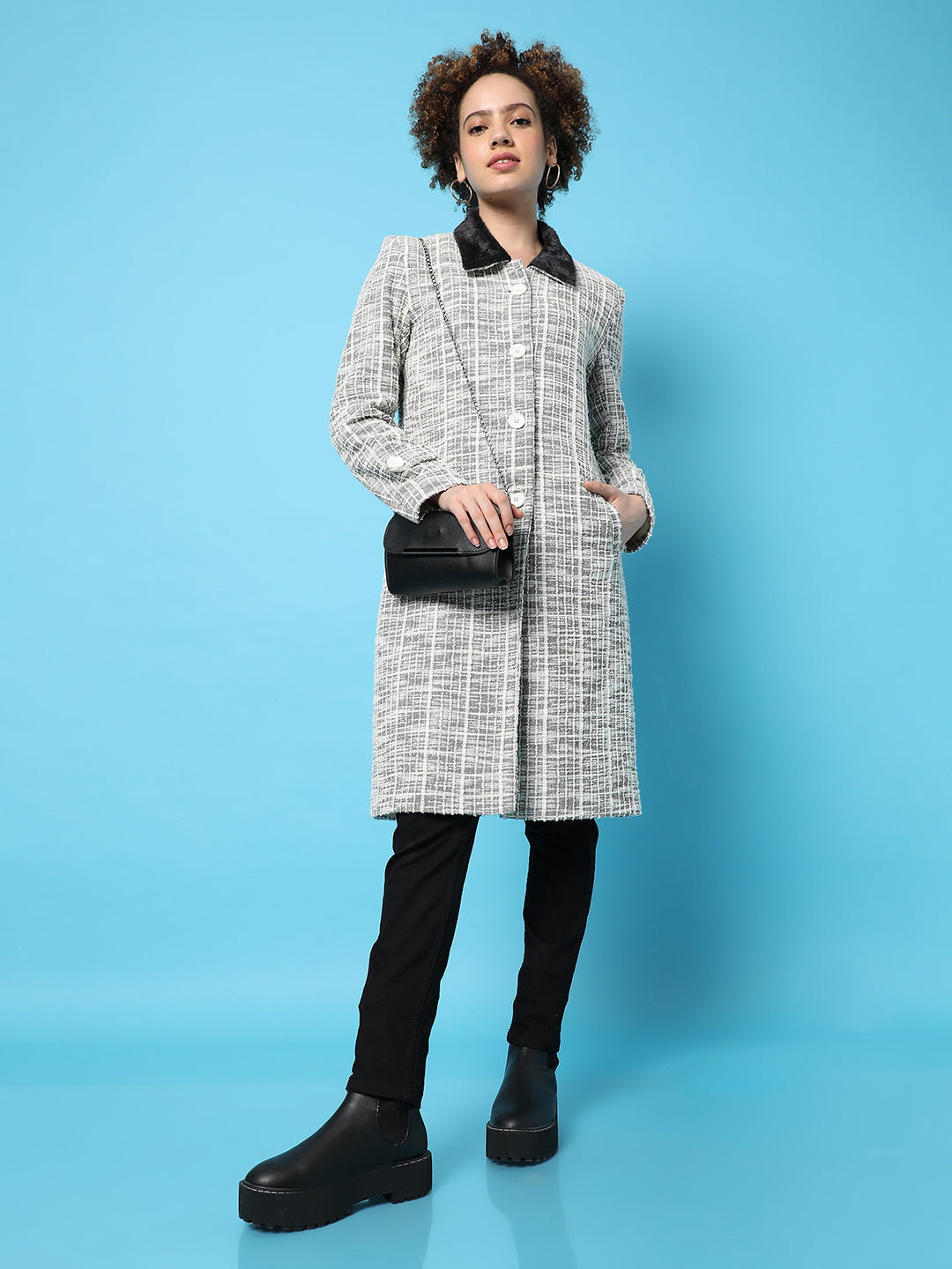 Long Coat With Faux Fur Collar