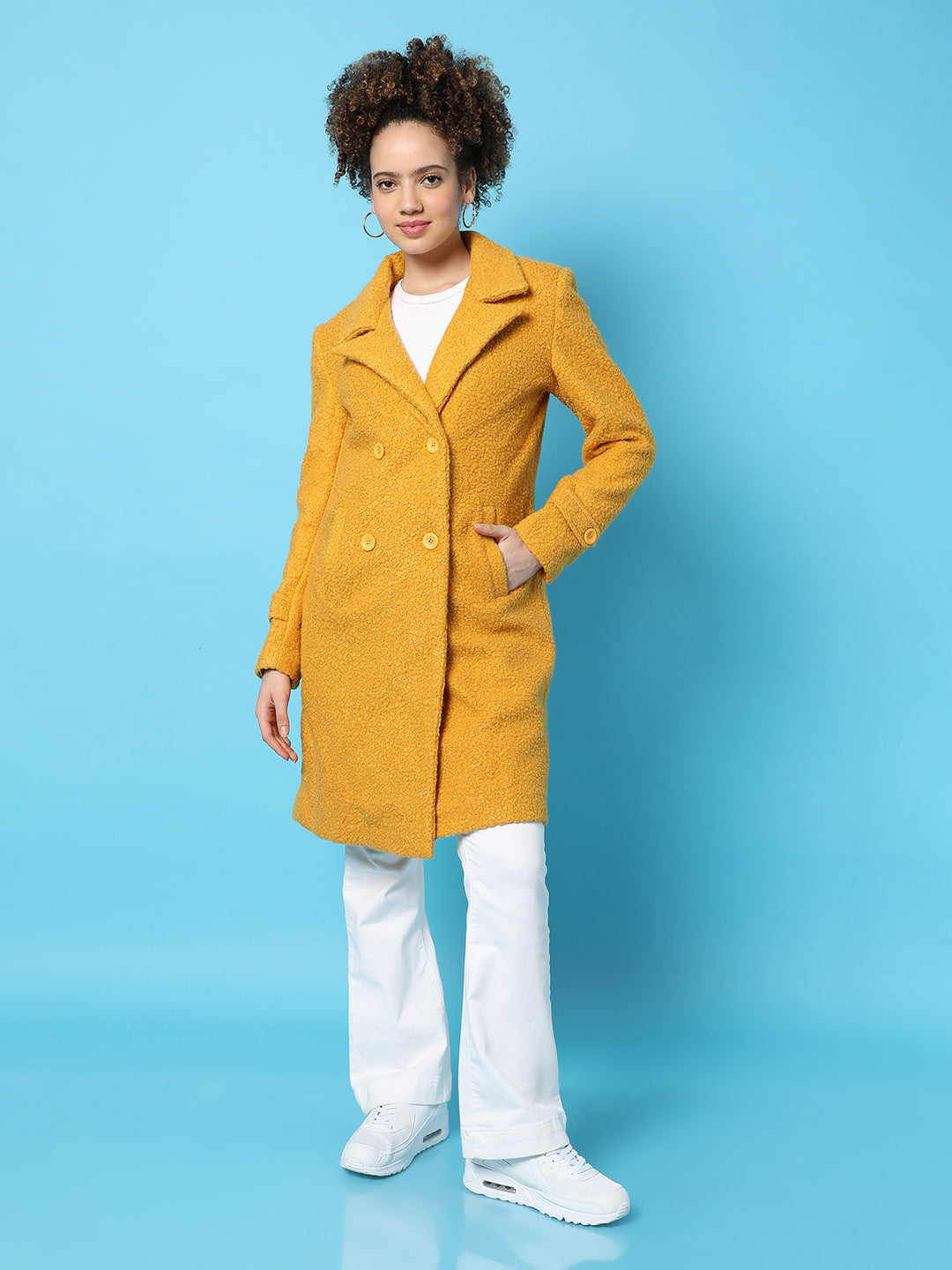 Double-Breasted Sherpa Long Coat