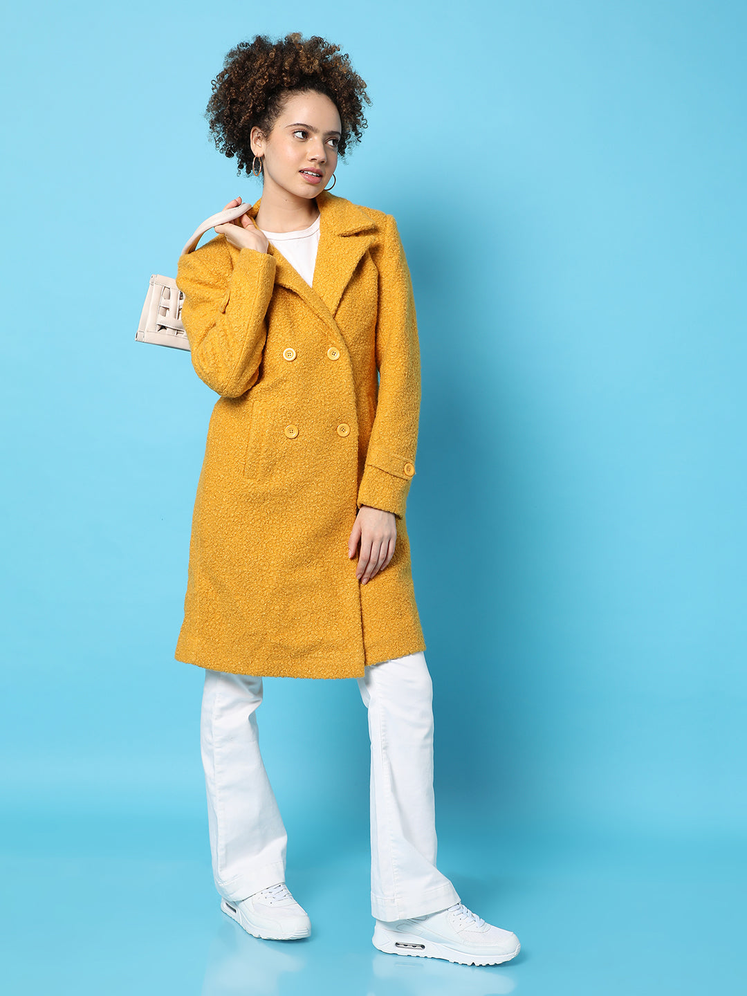 Double-Breasted Sherpa Long Coat