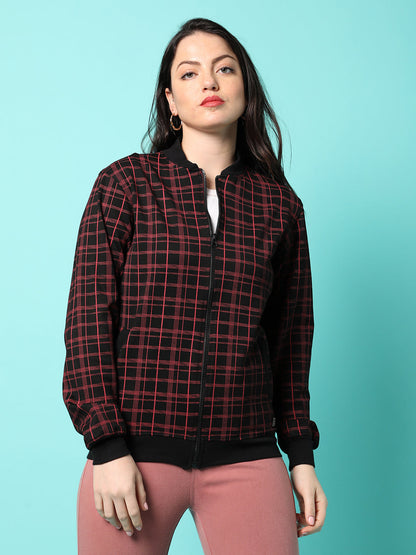 Zip-Front Tartan Plaid Jacket