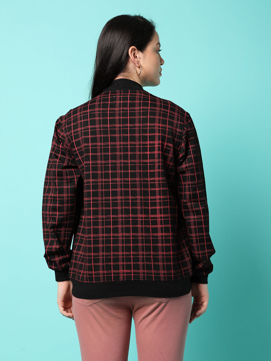 Zip-Front Tartan Plaid Jacket