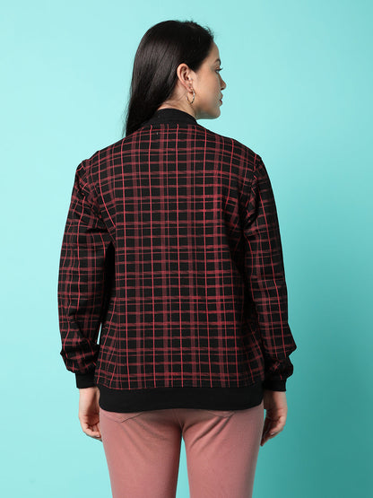 Zip-Front Tartan Plaid Jacket