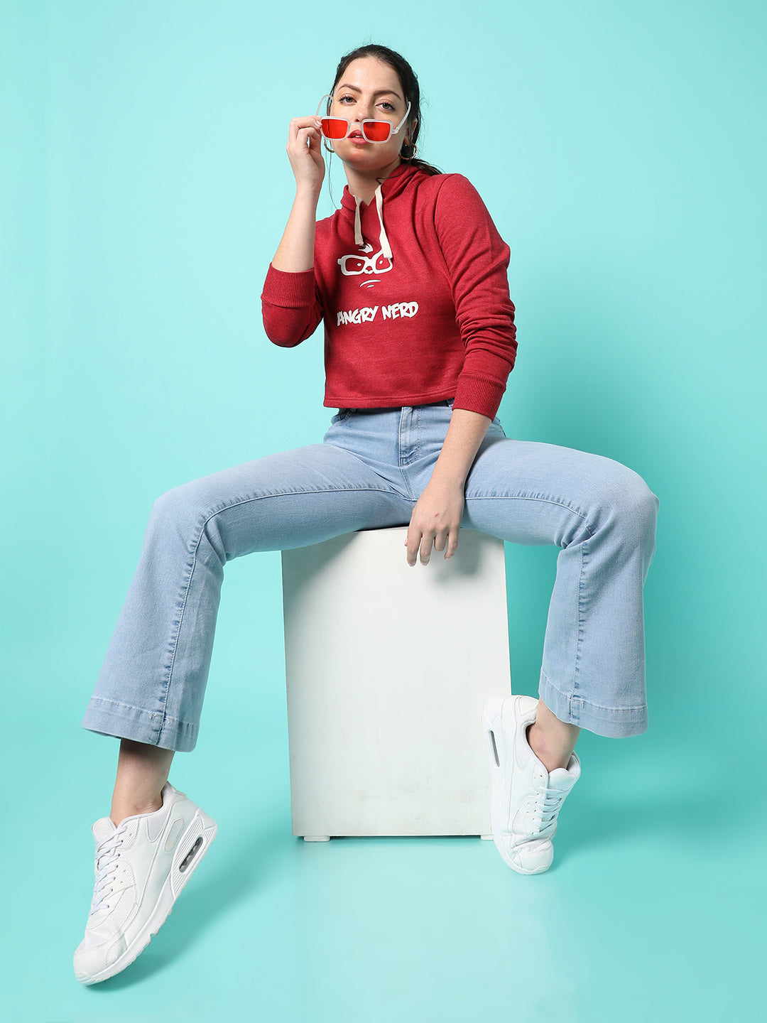 Crop Stylish Hooded Sweatshirt