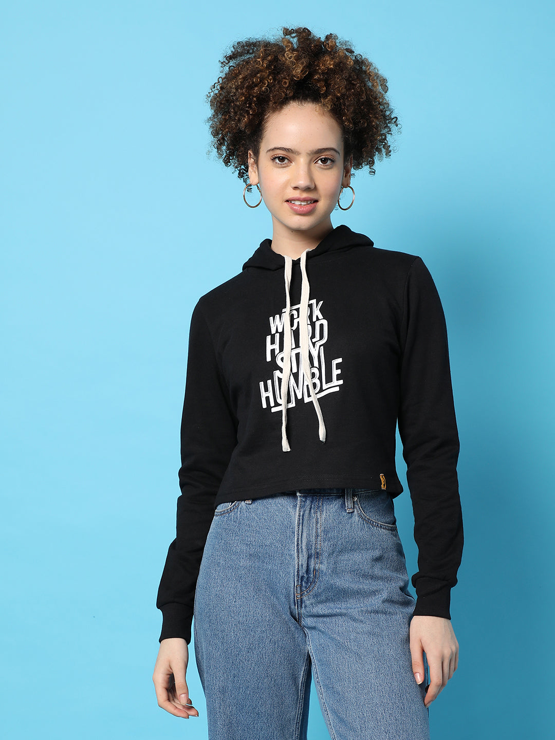 Typographic Print Hood Sweatshirt