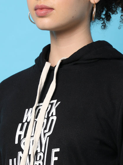 Typographic Print Hood Sweatshirt