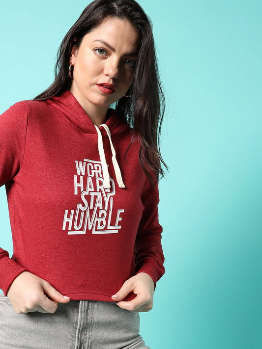 Typographic Print Hood Sweatshirt