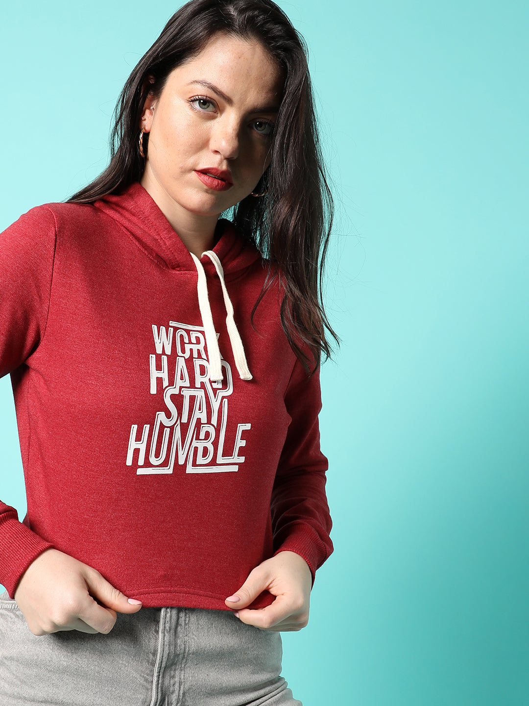 Typographic Print Hood Sweatshirt