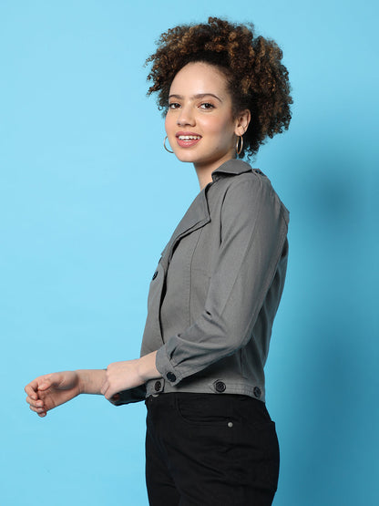 Double-Breasted Biker Jacket With Insert Pockets