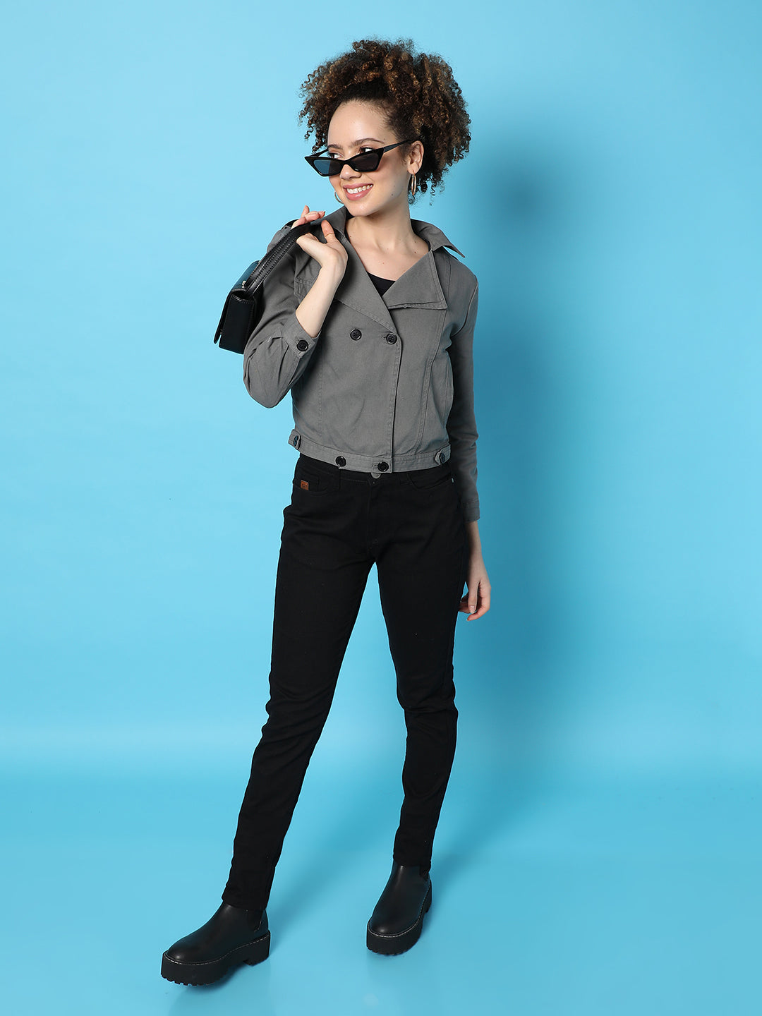 Double-Breasted Biker Jacket With Insert Pockets