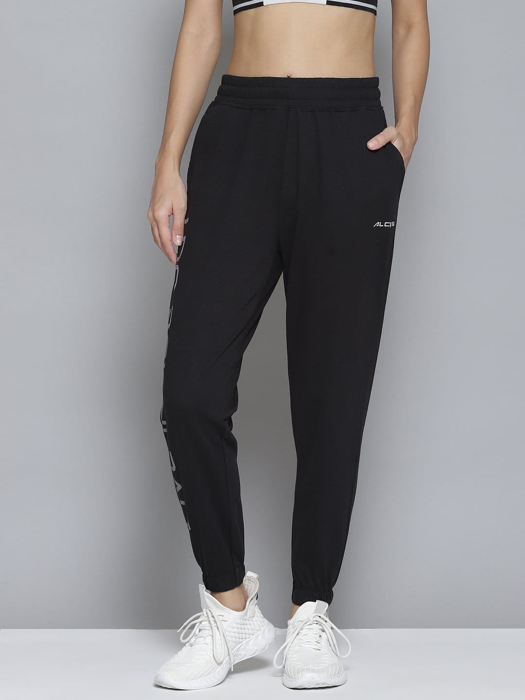 Alcis Women Black Solid Slim-Fit Joggers