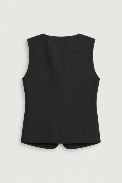 Women's Buttoned Waistcoat With Pocket Flaps