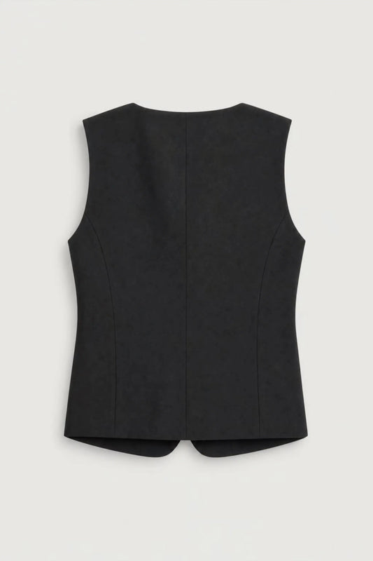 Women's Buttoned Waistcoat With Pocket Flaps