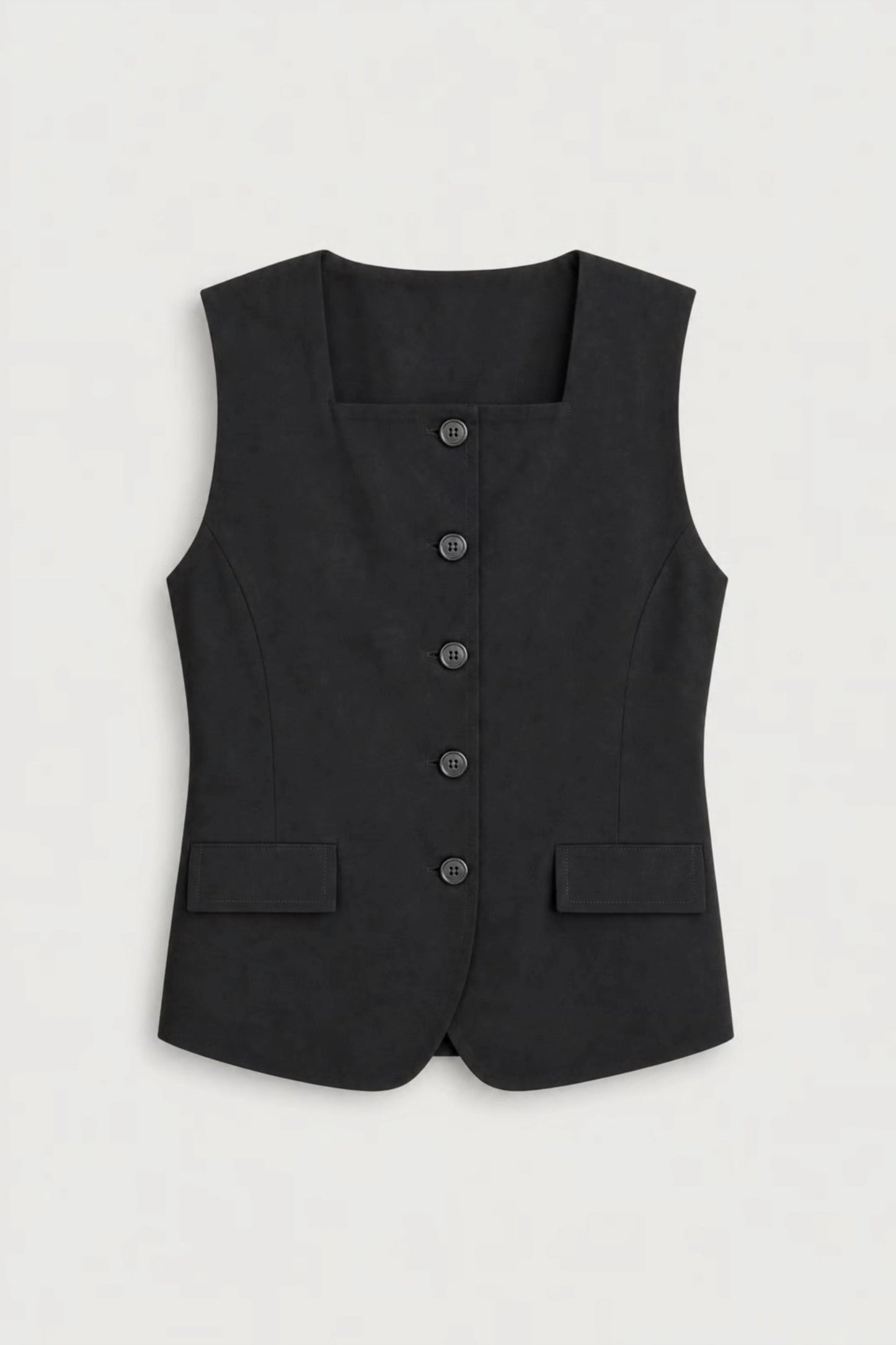 Women's Buttoned Waistcoat With Pocket Flaps
