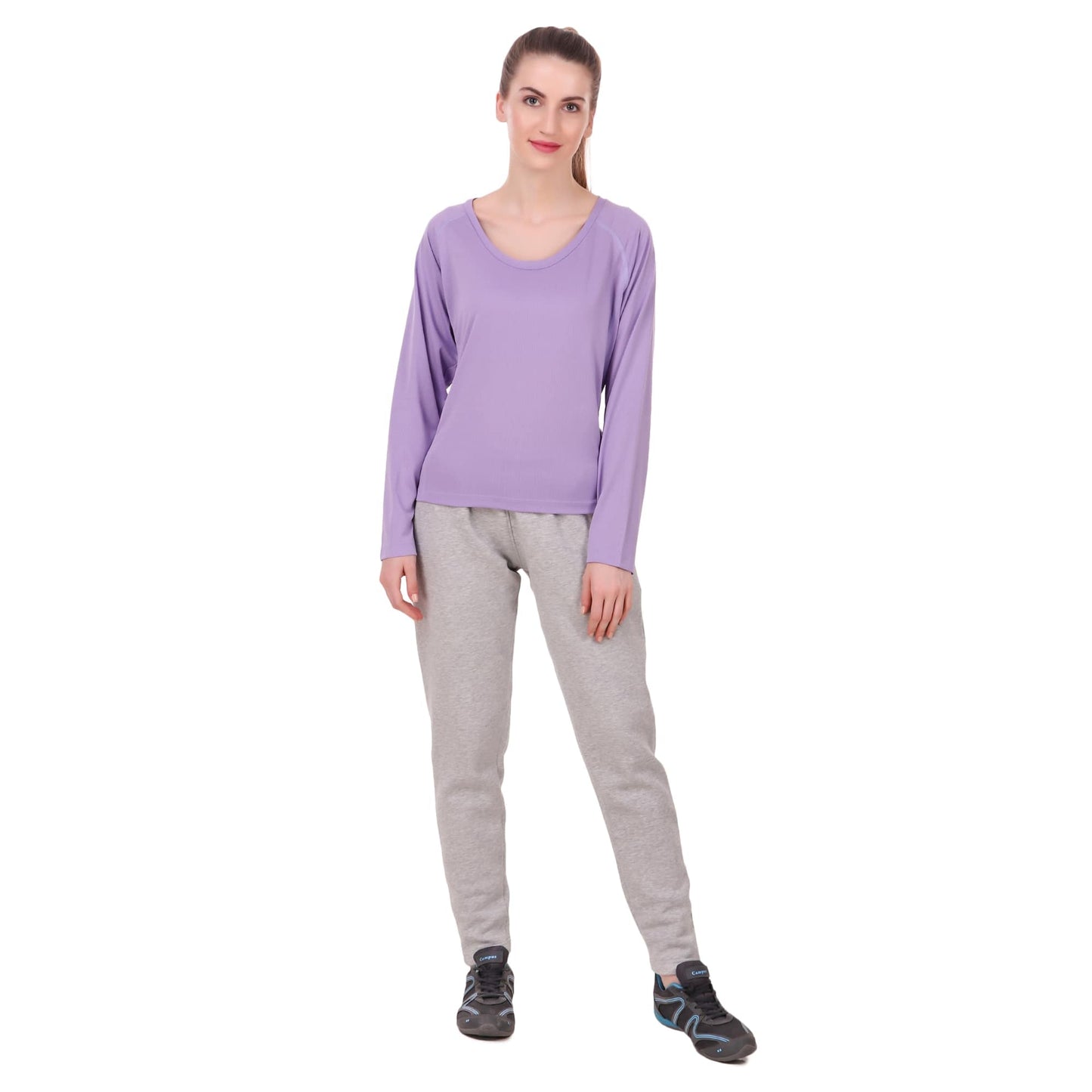 Alcis Women Solid Grey Melange Track Pant