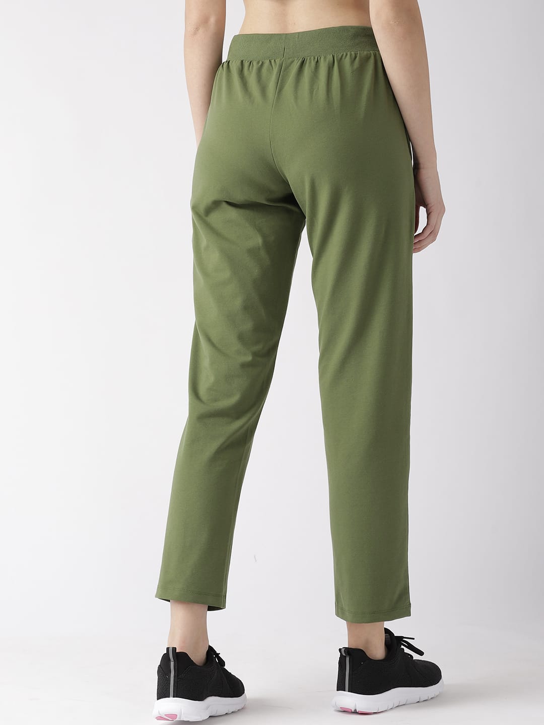 Alcis Women Solid Olive Green Track Pants