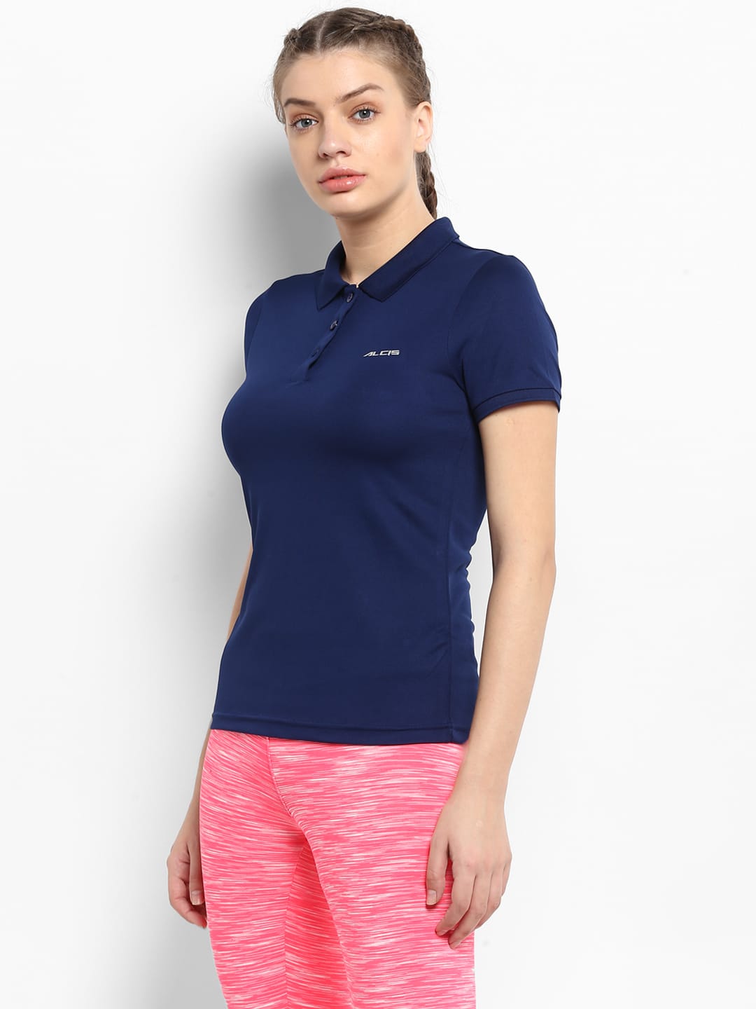 Alcis Women Solid Navy Blue Tshirts