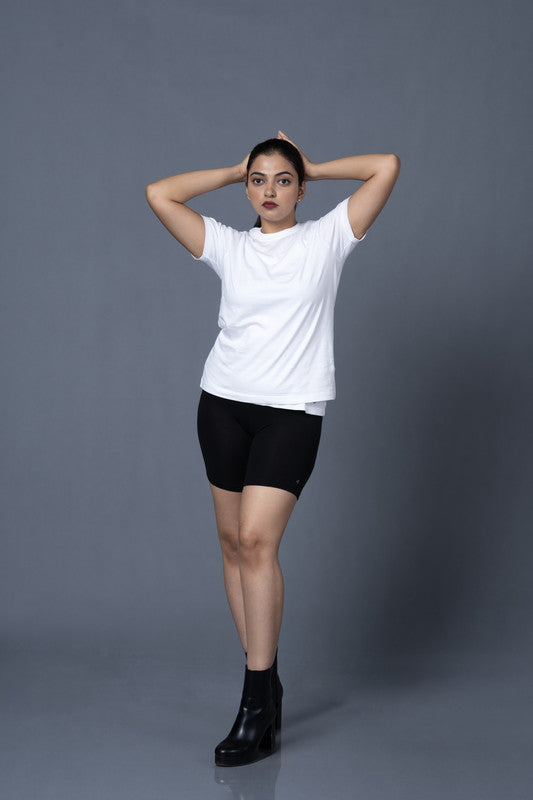 Funny Tales White Solid T-shirt
