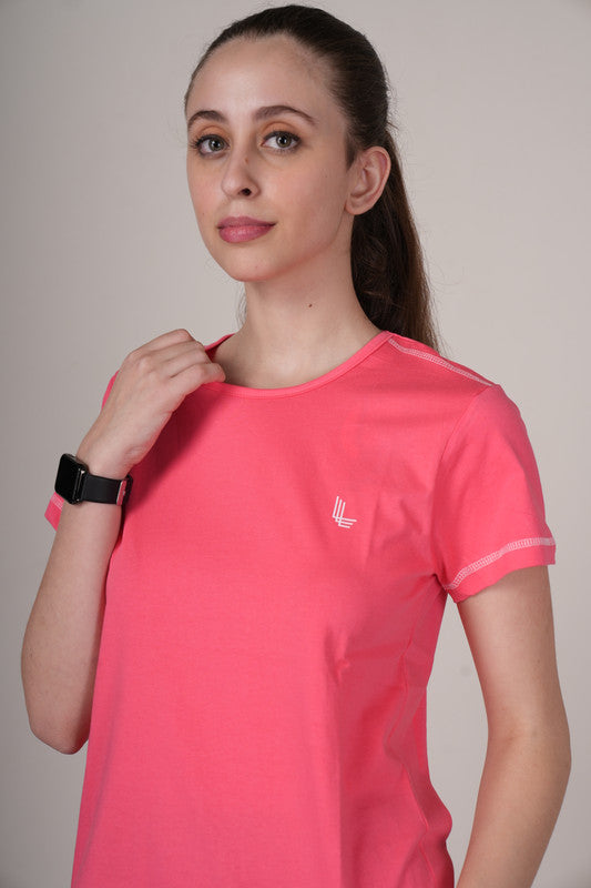 Funny Tales Hot Coral Stylish T-shirt for Workout