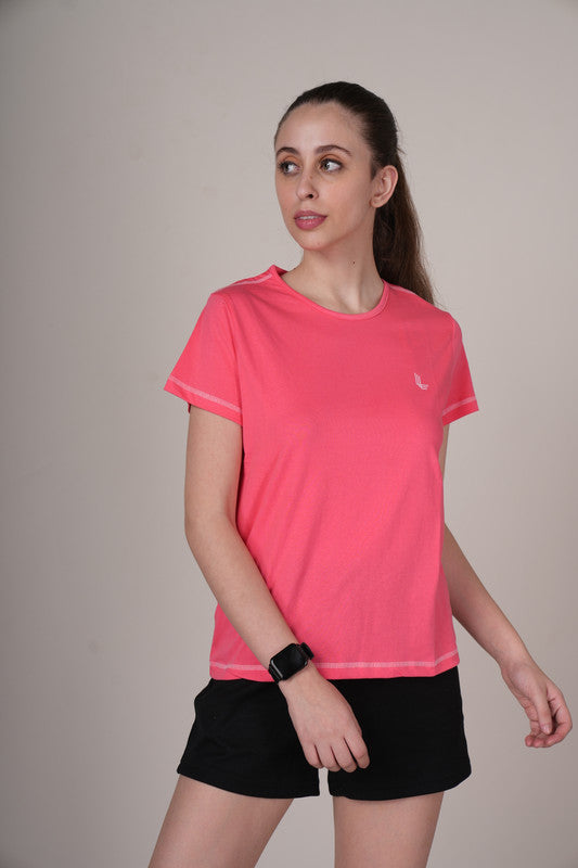 Funny Tales Hot Coral Stylish T-shirt for Workout