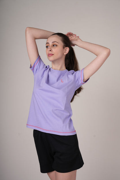 Funny Tales Lavender Stylish T-shirt for Workout
