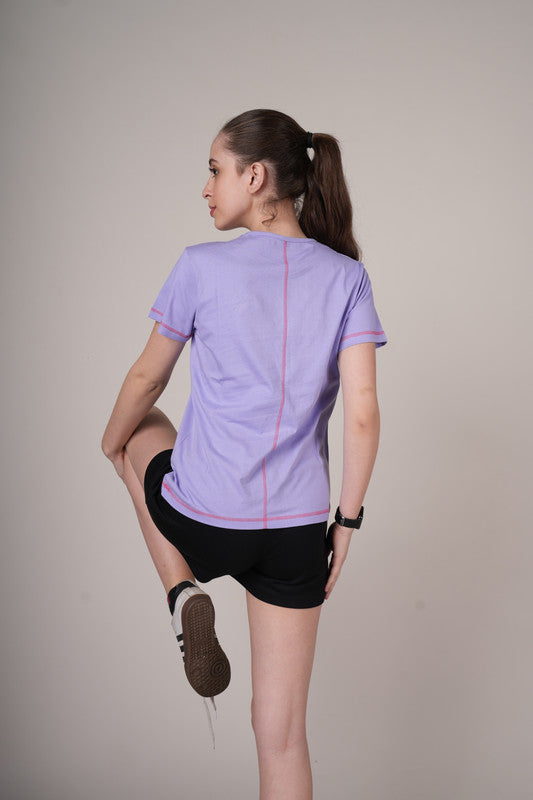 Funny Tales Lavender Stylish T-shirt for Workout