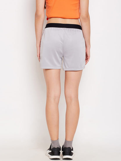 Alcis Women Grey Solid Regular Fit Sports Shorts