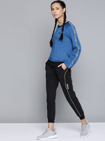 Alcis Women Blue Melange Effect Training Sweatshirt