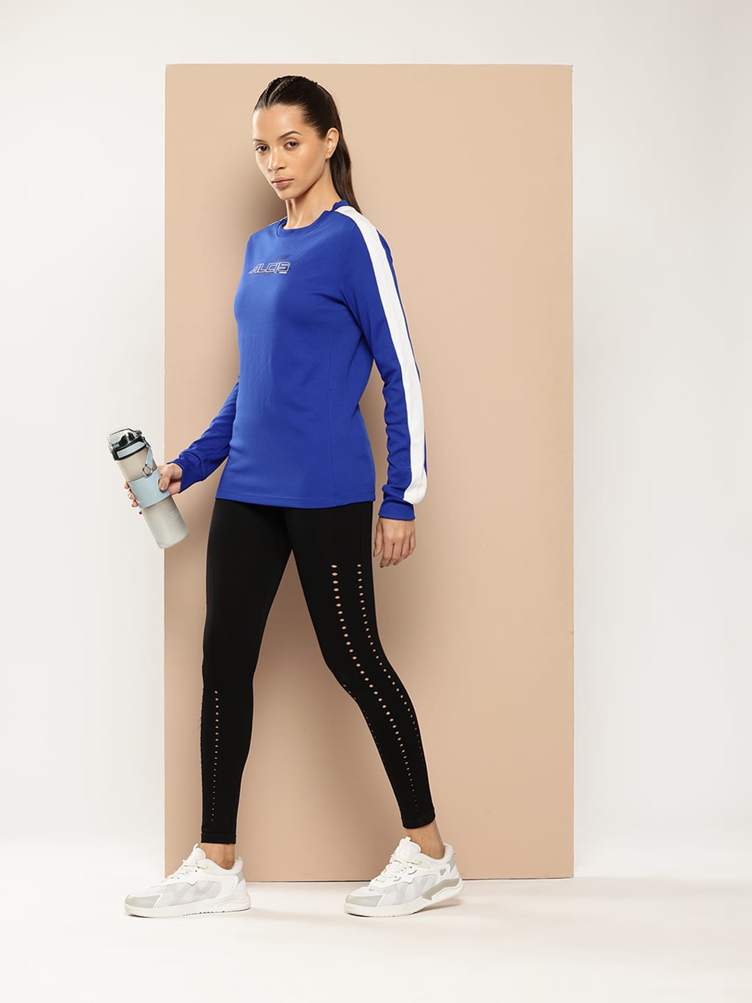 Alcis Women Blue Self Design Sweatshirt