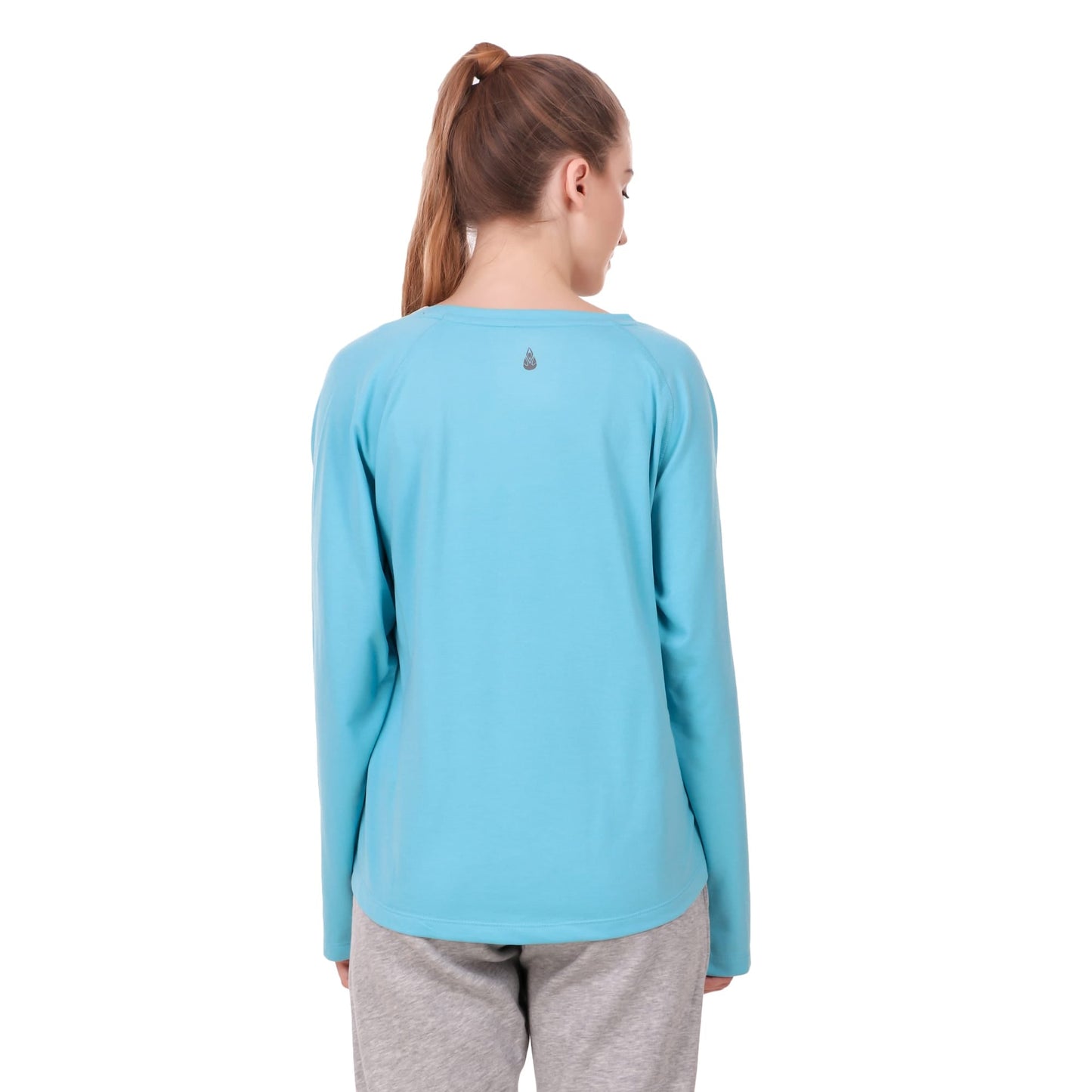 Alcis Women Blue Solid Round Neck T-shirt
