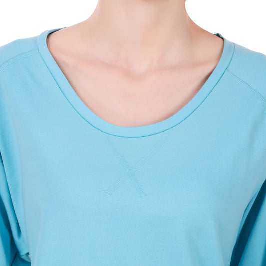 Alcis Women Blue Solid Round Neck T-shirt