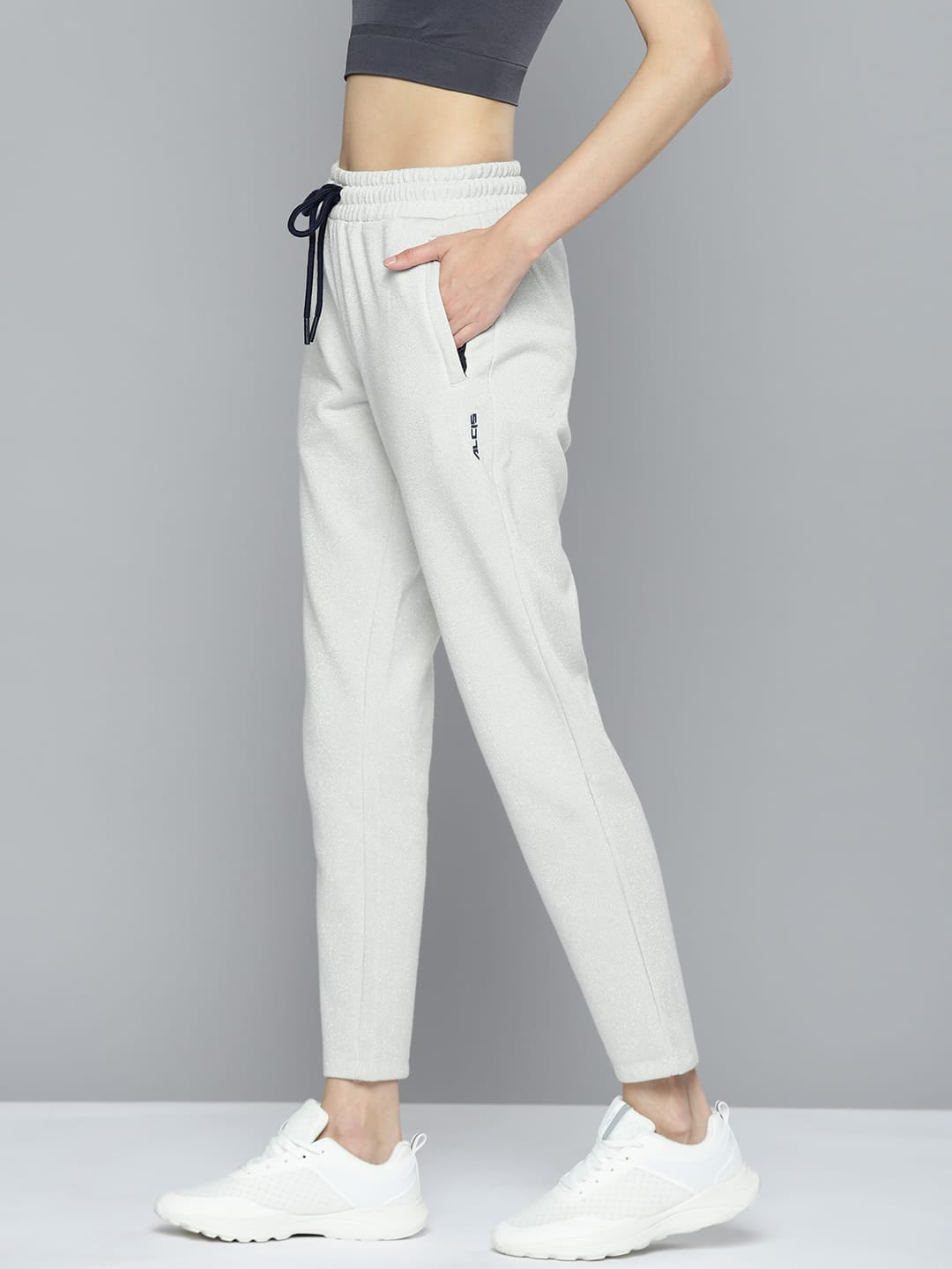 Alcis Women Cream-coloured Solid Track Pant