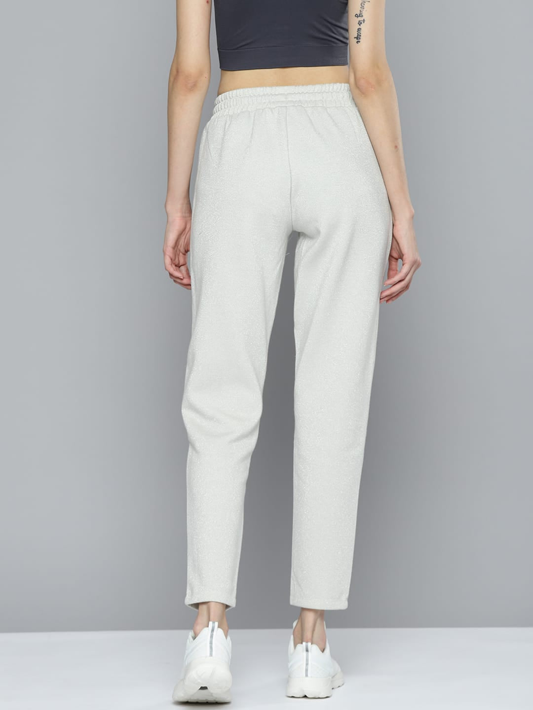 Alcis Women Cream-coloured Solid Fleece Track Pant