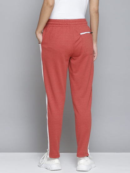 Alcis Women Orange & White Striped Slim-Fit Track Pants