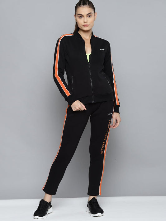 Alcis Women Printed Black Track Suit